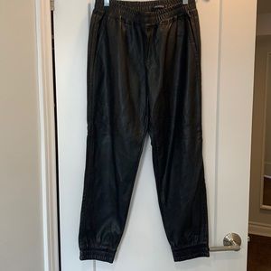 Black Vegan Leather Jogger -  Club Monaco